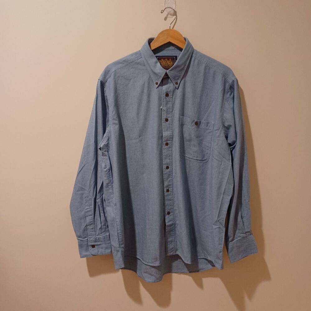 NWOT Ralph Lauren Chaps Home Field Factory Shirt Men's Size XL Chambray Blue